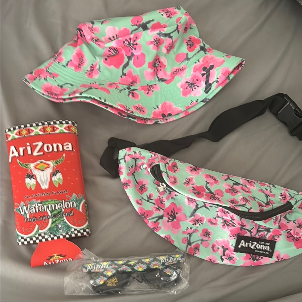 Arizona Jean Company Pink and Green Floral Hat
